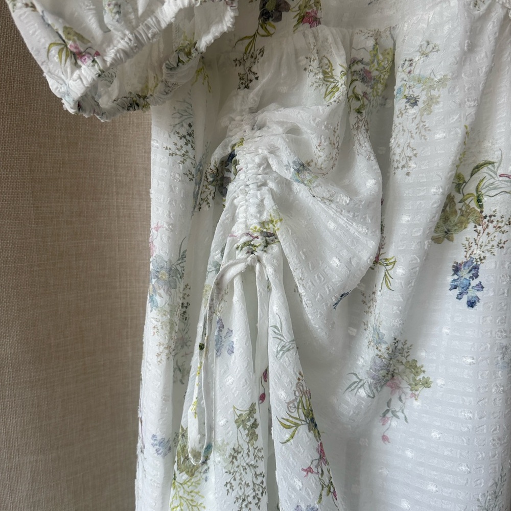 All Saints Serene Floral Midi Dress Smocking Sz 10 NWT Retail $345 - Picture 7 of 9